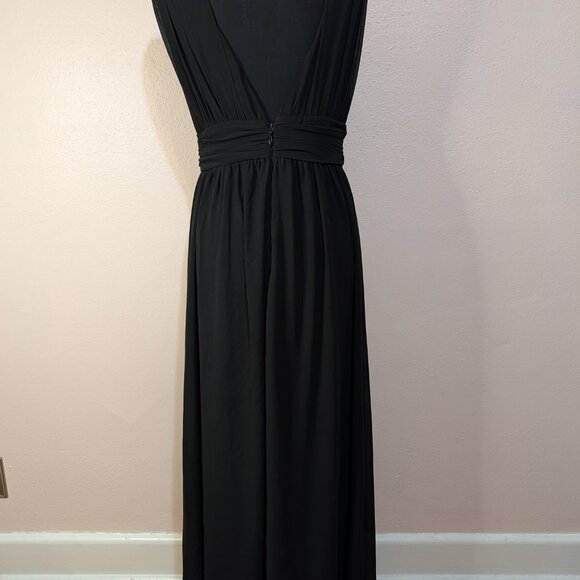 Lulus Size Medium Heavenly Hues Black Chiffon Deep V-Neck Maxi Dress - Picture 7 of 12